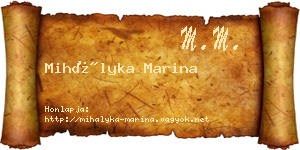 Mihályka Marina névjegykártya